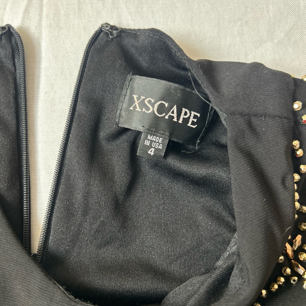 Xscape Black Long Sleeve Beaded Evening Dress - Picture 8 of 11